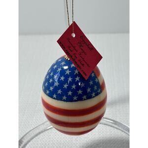 Eggshell Magic HandPainted Real Egg Shell American Flag Christmas‎ Tree Ornament